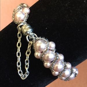 SJC .925 Pink Swarovski Crystal Pearl Bracelet